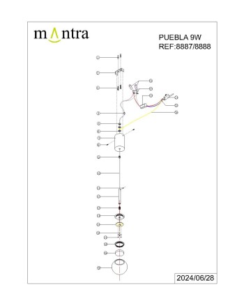 PUEBLA * COLGANTE LED 9W 3000K ORO SATINADO